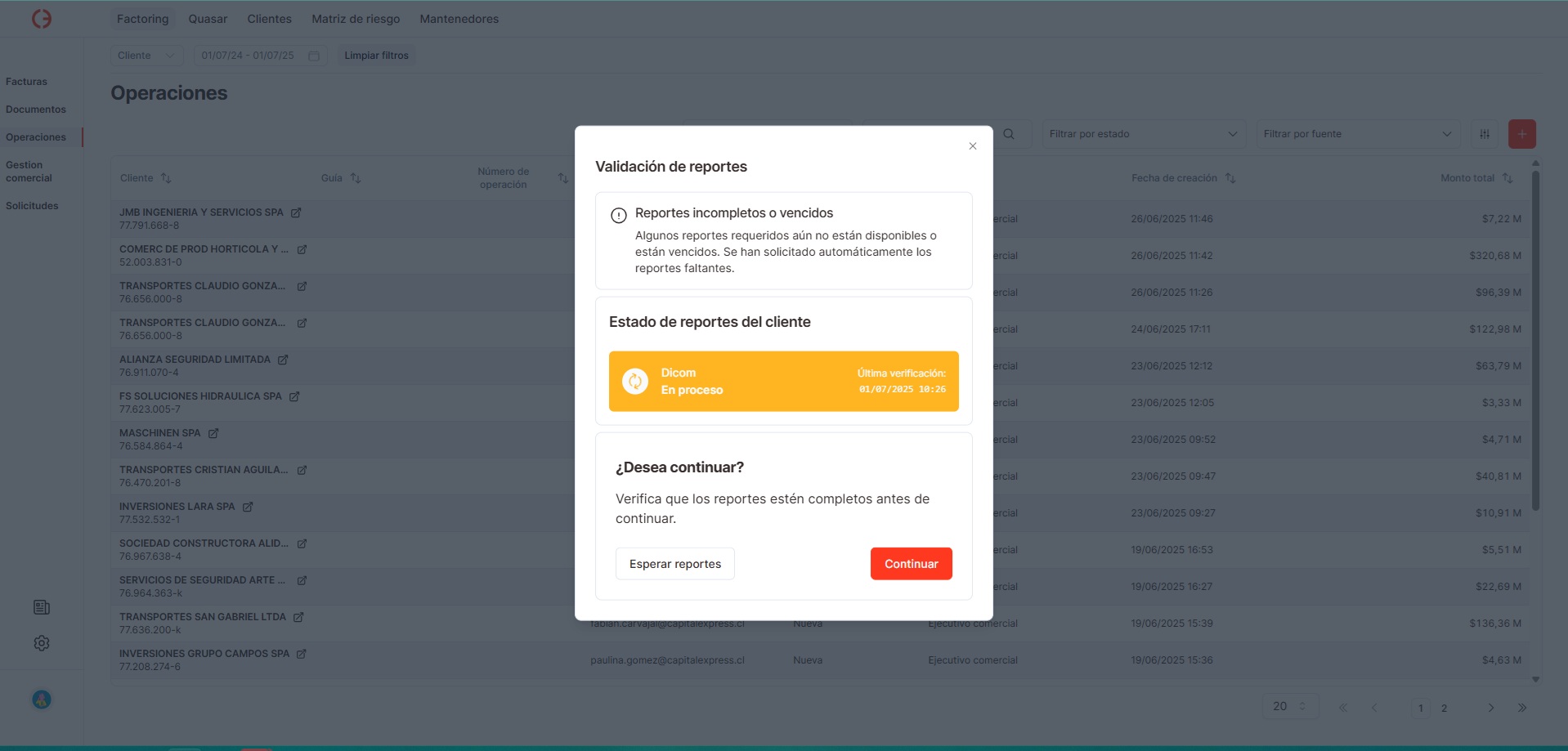 Solicitud de reportes